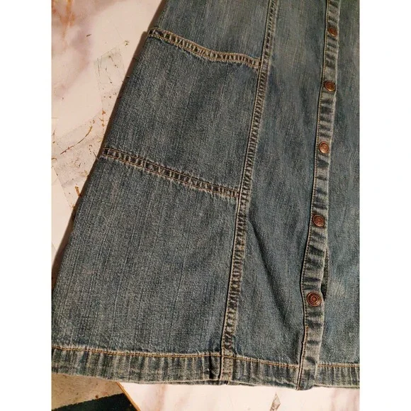 vintage Old Navy denim Dress Y2K fashion era short-sleeve denim shirt dress Sz 6 - Picture 2 of 15
